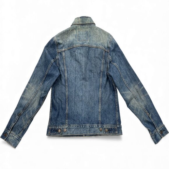 Levis Denim Jean Jacket Blue Cotton Men's Medium Nice Whisker Fade Pattern - Picture 4 of 13